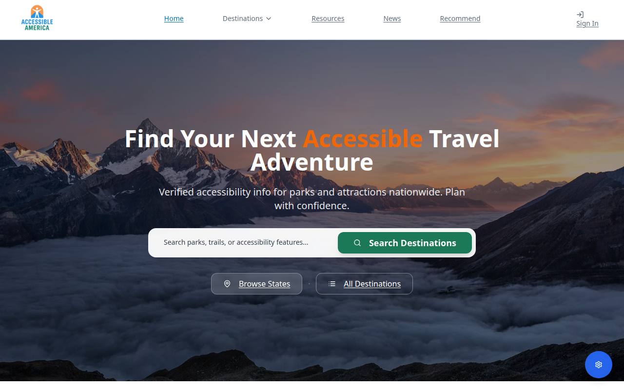 Accessible America homepage preview